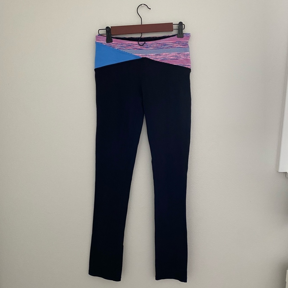 Ivivva Pink and Blue Striped Patterned Straight Leg Leggings Size 14